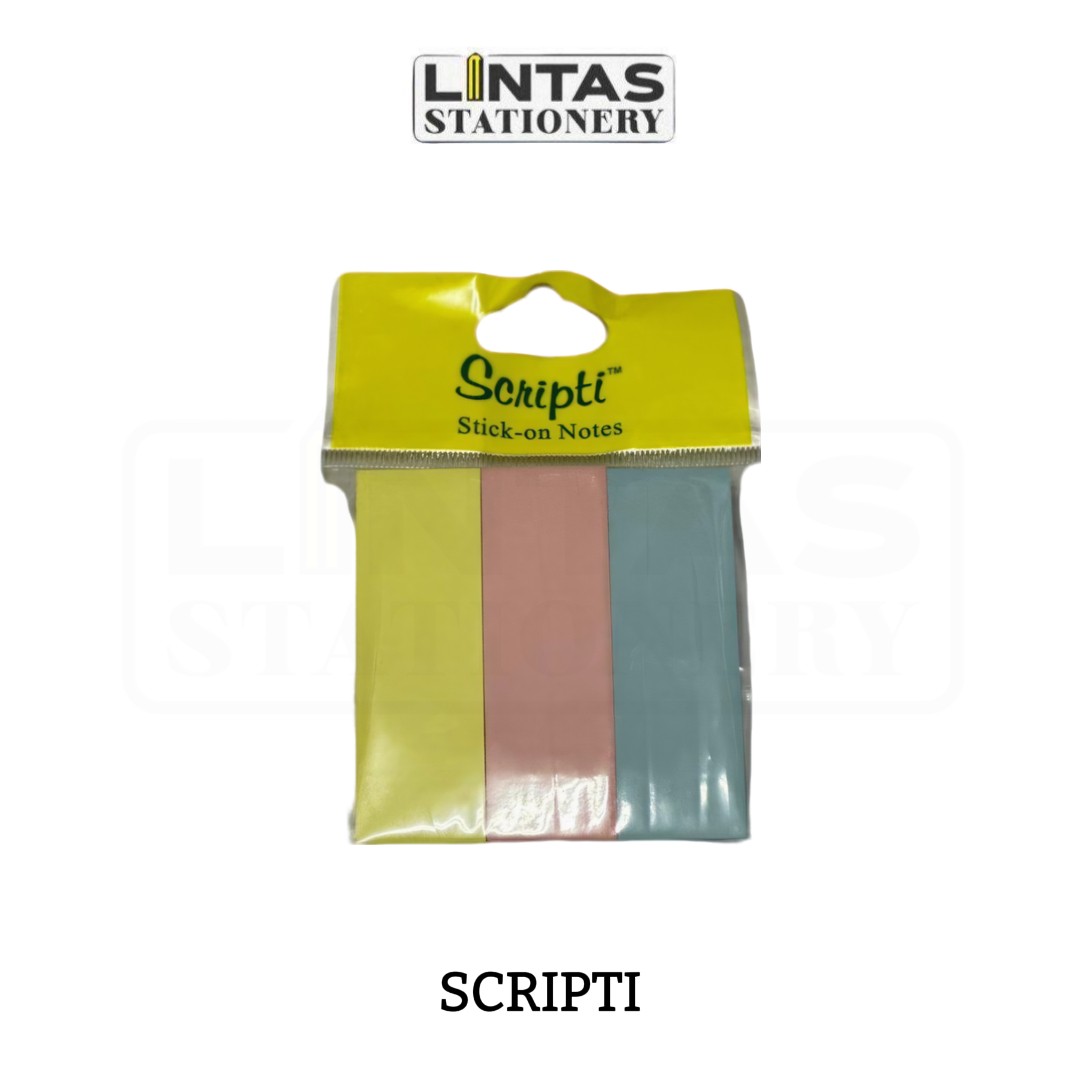 SCRIPTI STICK-ON NOTES 3 COLOURS (75MMX25MM) – Lintas Stationery