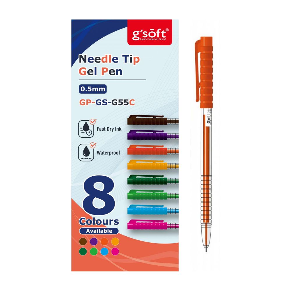 G’SOFT NEEDLE GEL PEN GP-GS-GS55C 8 COLORS